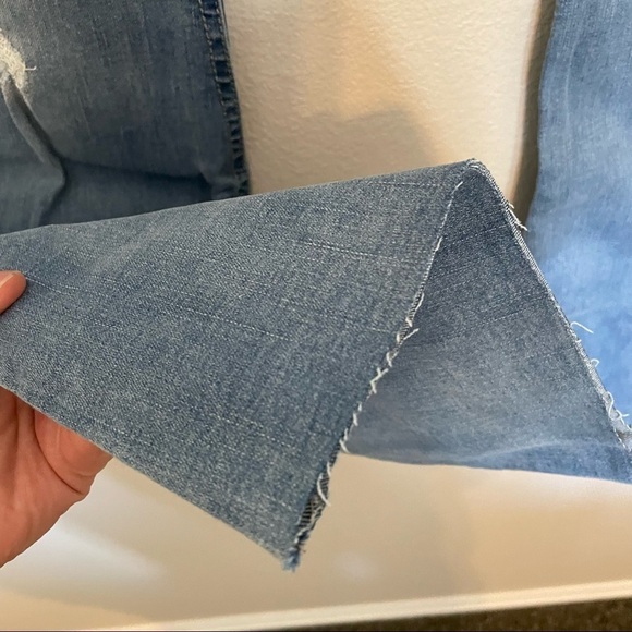 NWT refuge denim high rise flare Austin jeans medium wash distressed raw hem - Picture 4 of 5